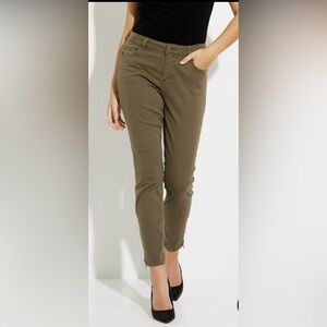 CHARLIE B Twill Cropped Pants with Side Bottom Zippers
